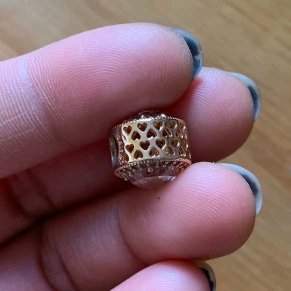 Retired Pandora Charm Radiant Hearts Bead CZ Rose EUC - Picture 7 of 10